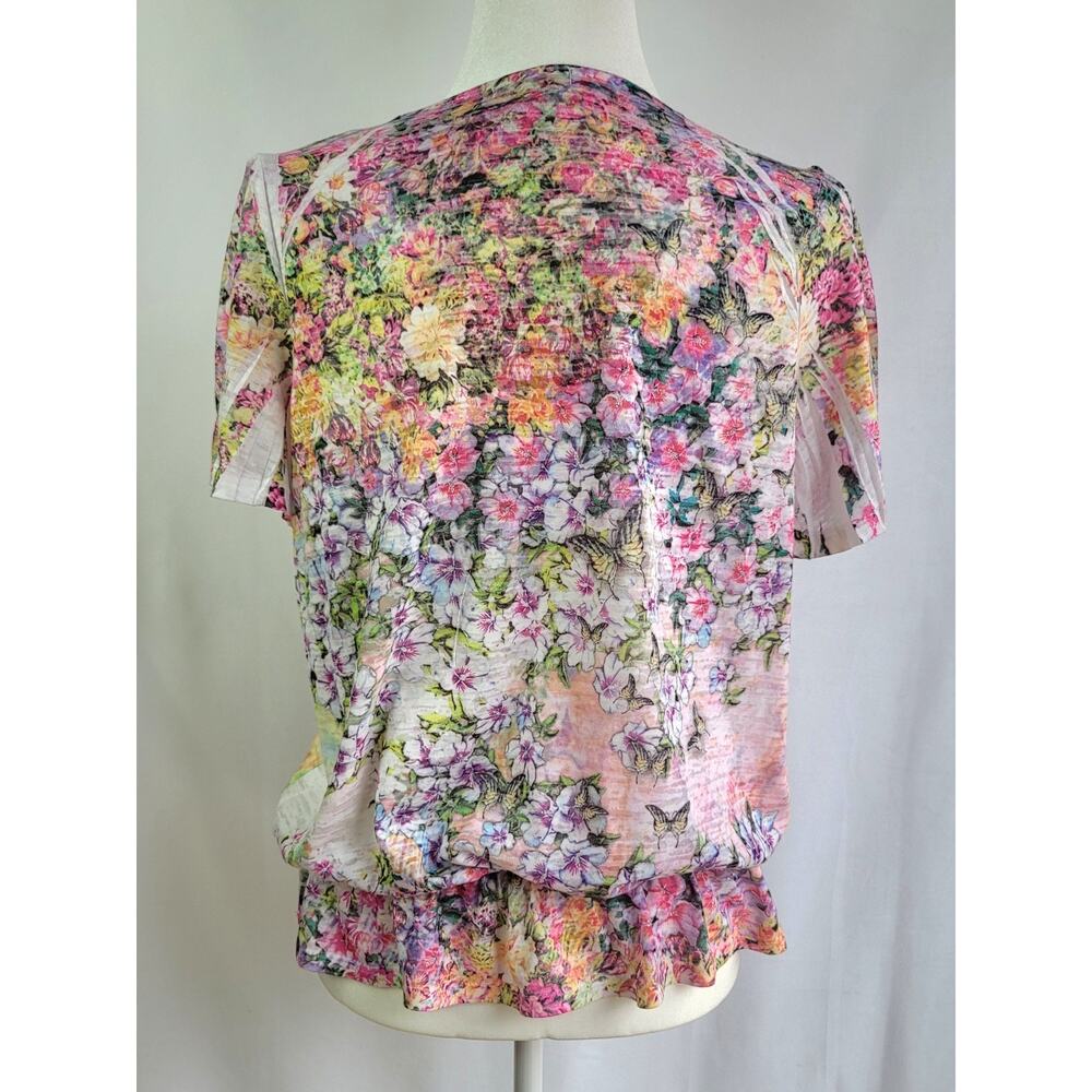 Sundance Boho Butterflies Floral Watercolor Sublimation Print Ruffle Top Size L - Picture 4 of 12